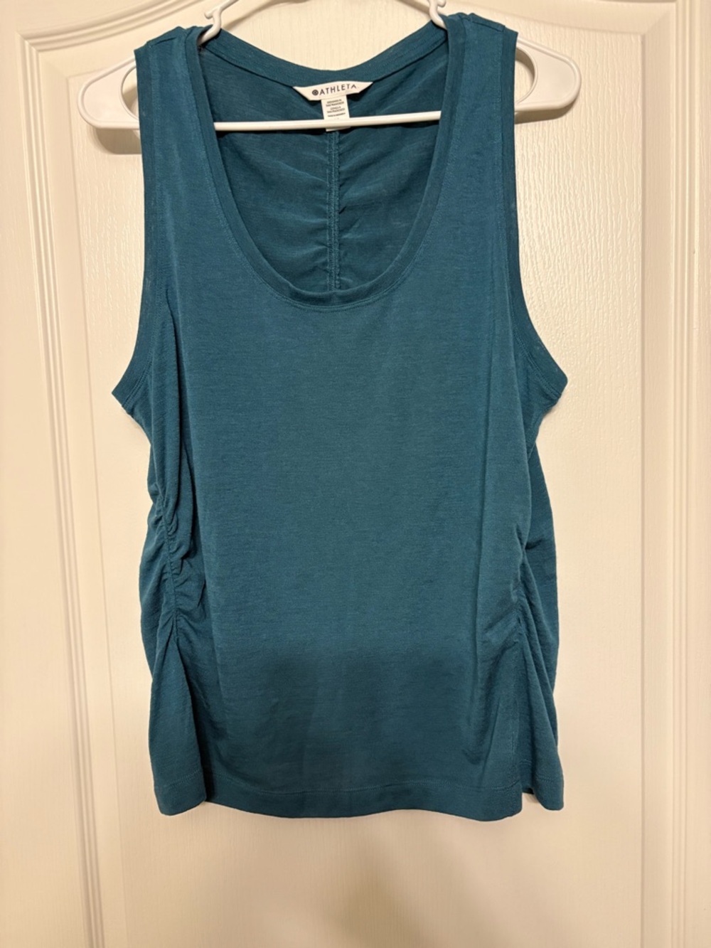 Athleta Teal Scoop Neck Ruched Side Tank